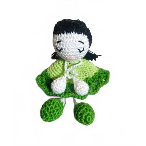 Other - Handcrafted Crochet Doll - Adorable Green Outfit